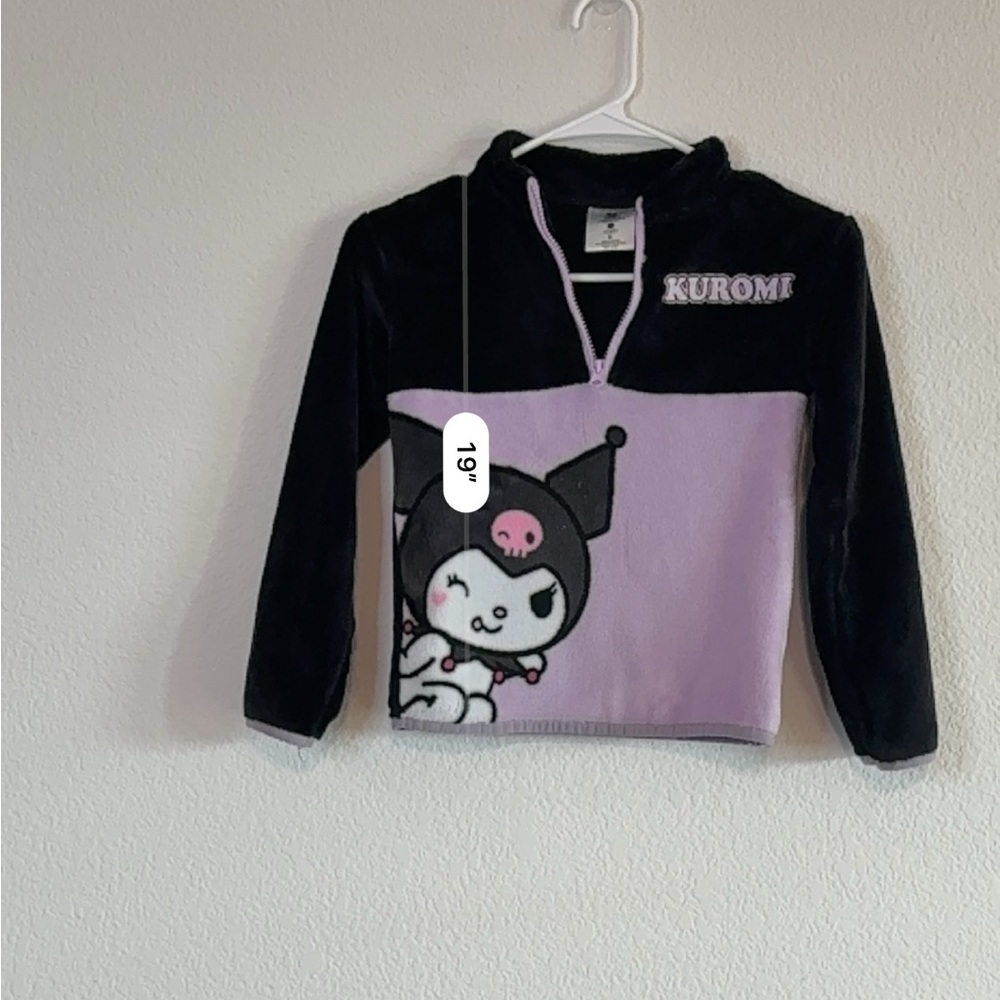 Sanrio Kuromi Kids Fleece Pullover | Black & Lavender | Quarter Zip | Small - Picture 8 of 16